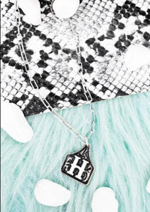 TIPI Cattle Tag Initial Silvertone Necklace