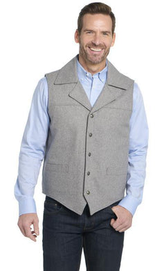 Cripple Creek Dove Grey Wool Melton Snap Front Collared Vest  CR39066-45