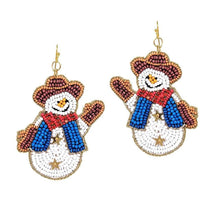 Load image into Gallery viewer, 103727 Christmas Western Snowman Seed beaded Dangle Earring