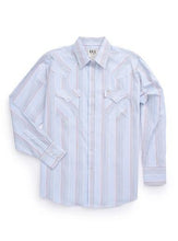 Load image into Gallery viewer, Ely Cattleman Men&#39;s Long Sleeve Textured Stripe Western Snap Shirt- White 2029279
