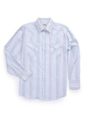 Ely Cattleman Men's Long Sleeve Textured Stripe Western Snap Shirt- White 2029279