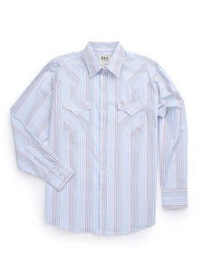 Ely Cattleman Men's Long Sleeve Textured Stripe Western Snap Shirt- White 2029279