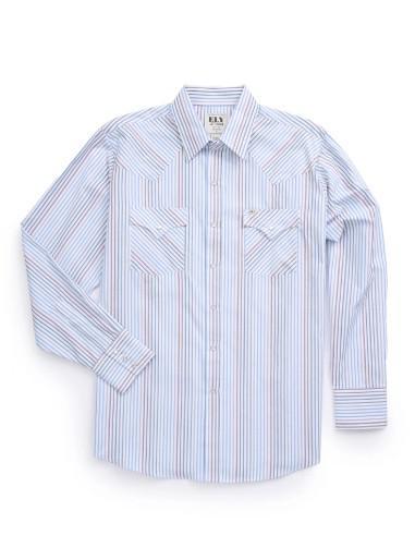 Ely Cattleman Men's Long Sleeve Textured Stripe Western Snap Shirt- White 2029279