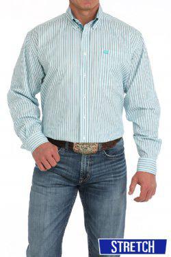 Cinch Mens L/S Stripe White MTW1105899