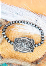 Load image into Gallery viewer, TIPI Branded Buckle Initial Silver Pearl Bracelet