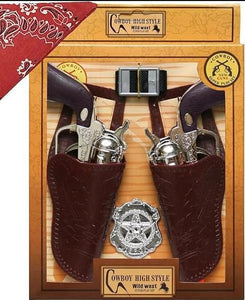 Cowboy High Style Toy Chrome Western Pistol Set