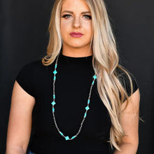 Load image into Gallery viewer, West &amp; Co. 36" Faux Navajo Pearl and Turquoise Necklace with Turquoise Diamond Accents N1404