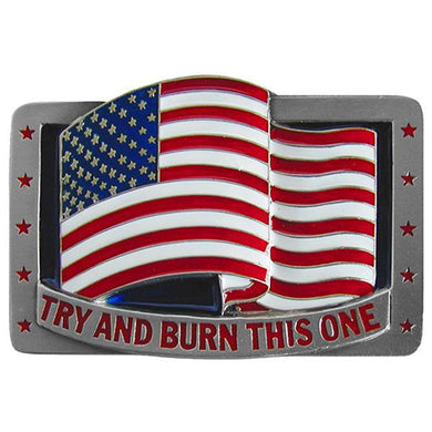 Western Express Try and Burn This One Belt Buckle with Enamel Finish