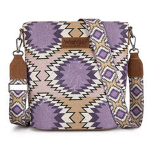 Load image into Gallery viewer, Wrangler Aztec Distressed Print Dual Sided Print Crossbody-Purple WG221-8360PP
