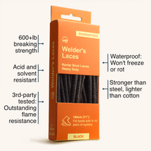 Load image into Gallery viewer, Adventure Andy Welder's Laces 72 in (183cm) &amp; 84in (210cm) Black