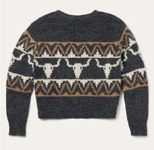 Load image into Gallery viewer, Stetson Women&#39;s LS Charcoal Vintage Border Cardigan 1102705391058