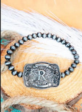 Load image into Gallery viewer, TIPI Branded Buckle Initial Silver Pearl Bracelet