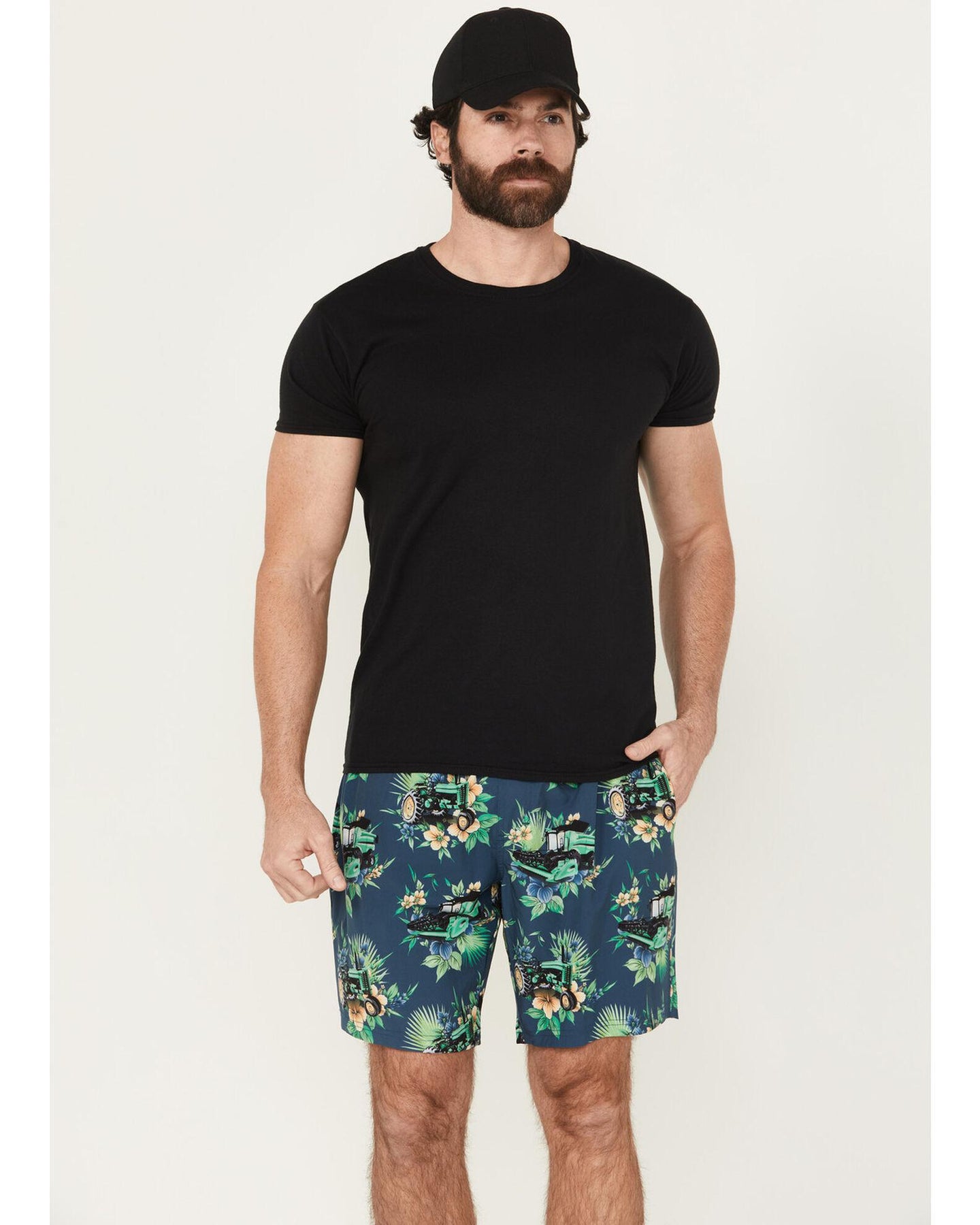 Cinch Men's Floral Tractor Teal Board Shorts  MB58135007