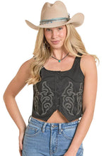 Load image into Gallery viewer, Rock &amp; Roll Embroidered Microsuede Top BW50T08082