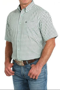 Cinch Men's Arenaflex Lt Green Geo Print SS MTW1704159
