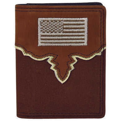 Justin Men's Bifold Card Wallet Yoke w/USA Flag 2030783W2