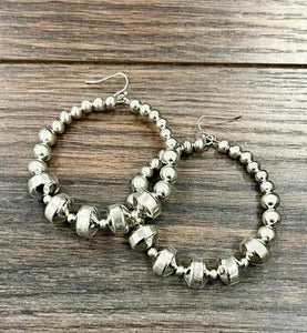 Isac 65mm Hoop, Rondelle Silver Navajo Bead Earrings 726339