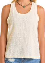Load image into Gallery viewer, Rock&amp;Roll Knit Tank with Raised Design (Cream) BW20T06291