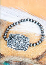 Load image into Gallery viewer, TIPI Branded Buckle Initial Silver Pearl Bracelet