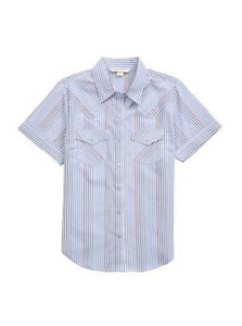 Ely Walker Ladies SS Multi Stripe Snap Shirt 325008