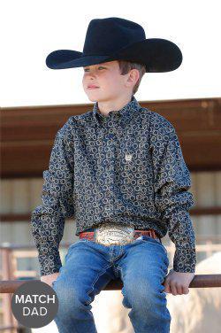 Cinch Toddler Rope Print Western Button-down Navy MTW7061363