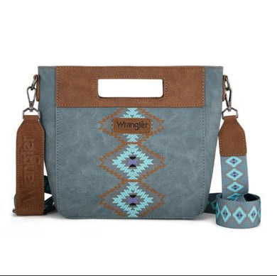 Wrangler Aztec Embroidered Top Handle Tote/Crossbody -Jean WG220-9360JN
