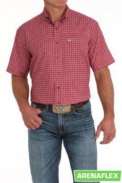 Cinch Mens S/S Arenaflex Medallion Print Pink MTW1704151