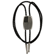 Load image into Gallery viewer, USA Flag Brushed Aluminum Bolo Tie