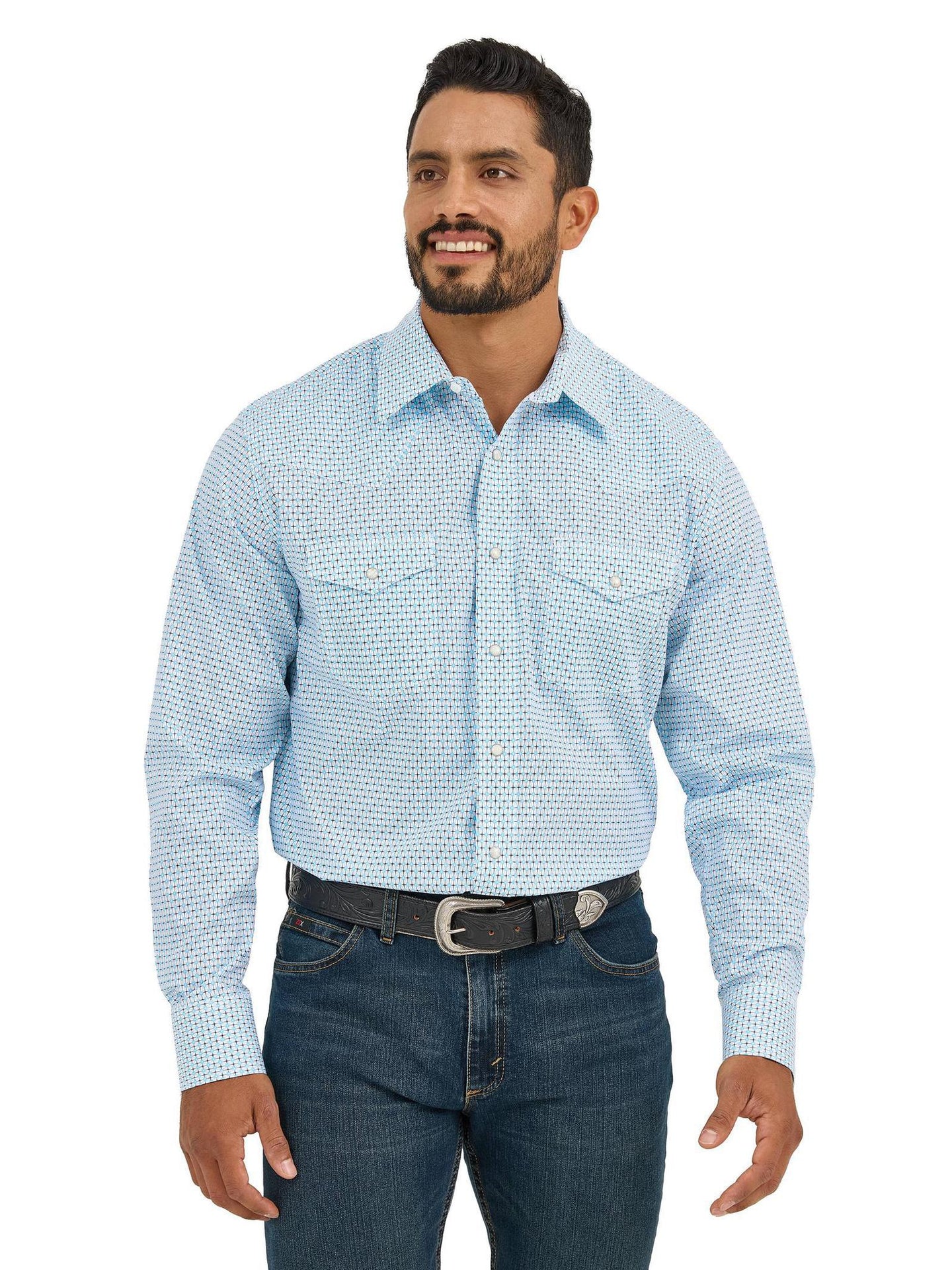 Wrangler® 20X® Competition Advanced Comfort Long Sleeve Shirt - Classic Fit - Turquoise 112365390