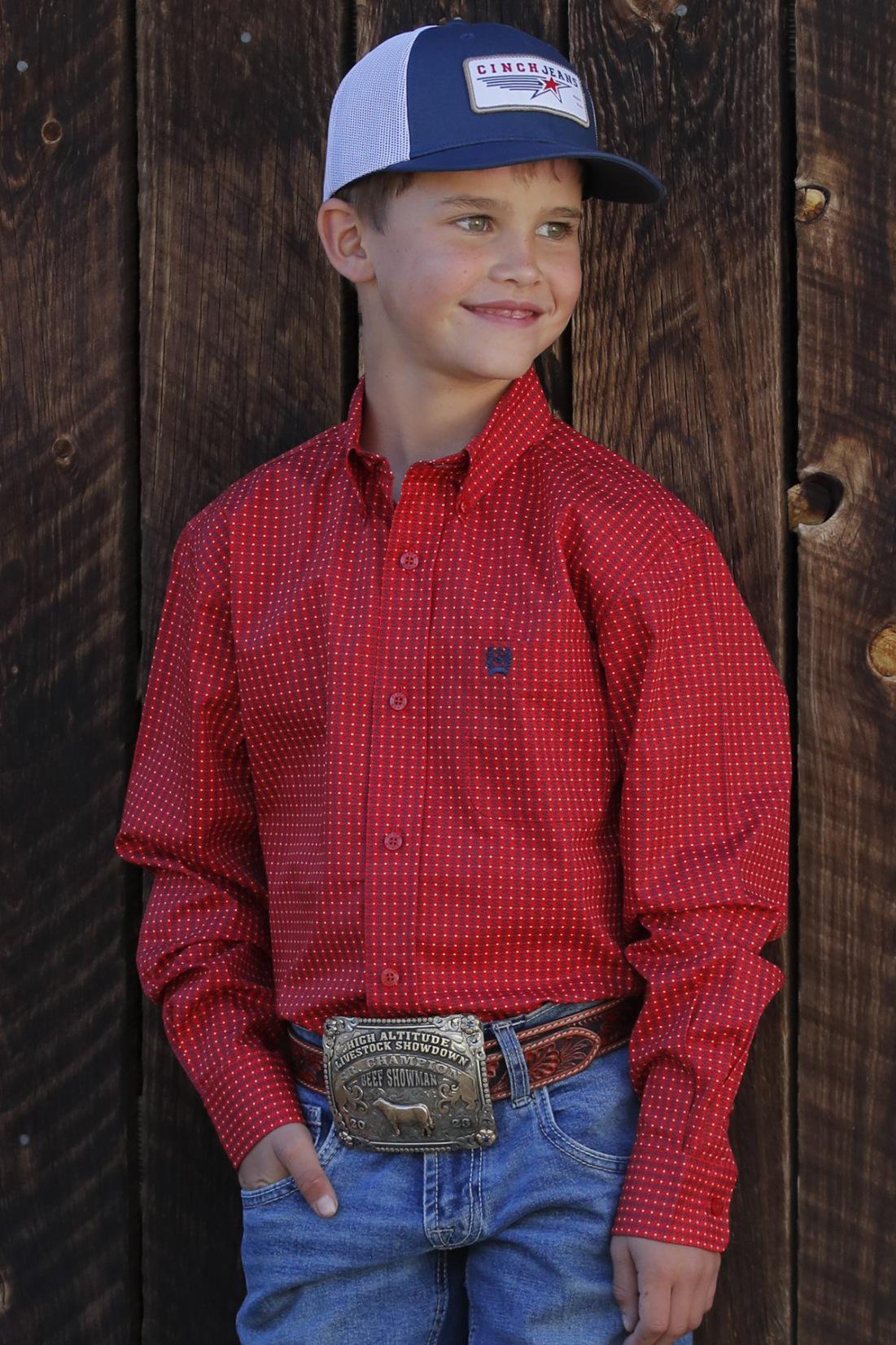 Cinch Boy's Match Dad Money Print Red MTW7060353