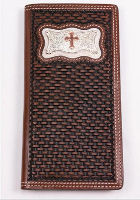 Cowboy Chrome Rodeo Wallet w/ Cross Concho & BW Tooling W605