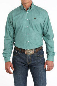 Cinch Mens L/S Print Green MTW1105830