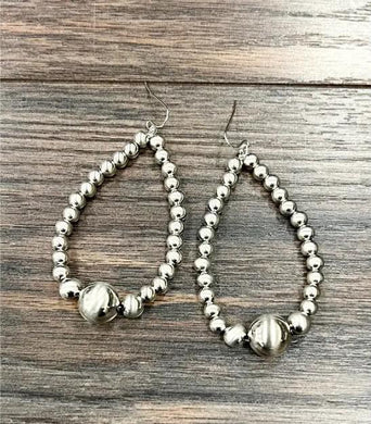 ISAC Drop Silver Navajo Bead Earrings 726176