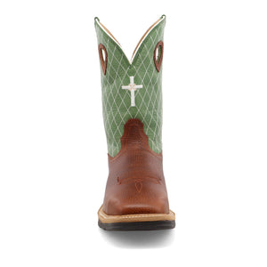 Twisted X  12" Western Work Boot Cognac Glazed Pebble & Lime MLCSM01