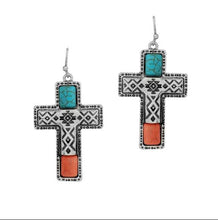 Load image into Gallery viewer, Icon Western Cross Turq Stone Pendant Jewelry