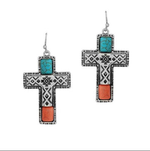 Icon Western Cross Turq Stone Pendant Jewelry