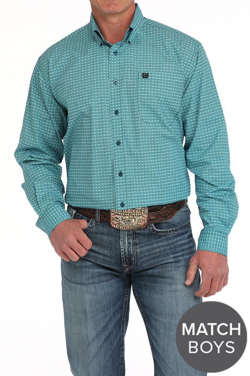 Cinch Men's L/S Medallion Print Turquoise MTW1105900