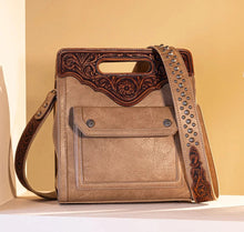 Load image into Gallery viewer, Montana West Trinity Ranch Floral Tooled Concealed Carry Crossbody Bag Khaki TR173G-9360