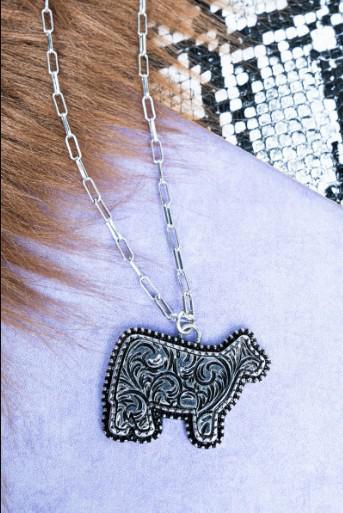 Tipi Kinsley Scroll Work Cow  Necklace