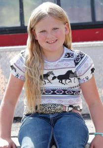 Cruel Girls S/S Southwest Horse Print Tee White CTK8005001