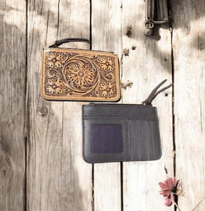 Western Linens tooled Leather Credit Card Holder