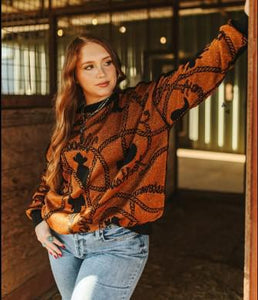 2 Fly The Copper Cowboy Reversible Sweater