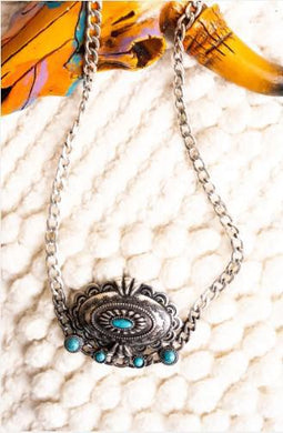 Icon Turquoise Laney Silvertone Necklace