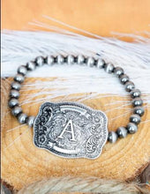 Load image into Gallery viewer, TIPI Branded Buckle Initial Silver Pearl Bracelet