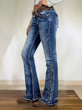 Load image into Gallery viewer, WOMENS JEANS WITH A SLIGHTLY FLAIR LEG DESIGN