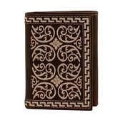 Nocona Men's Cream Embroidered Trifold Wallet- N500026002