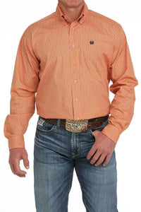 Cinch Men's Geometric Print Button-Down Western Shirt - coral MTW105875