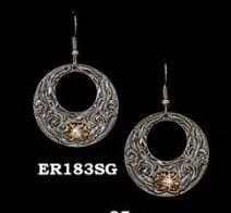 Austin Accent Round Silver/Gold w/Crystal Earrings ER183SG