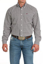 Load image into Gallery viewer, Cinch Mens L/S Diamond Print Button-Down Western Shirt - White MTW1105916