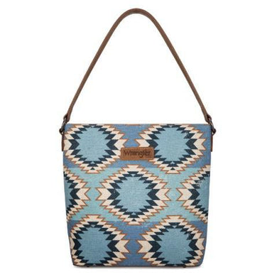 Wrangler Aztec Distressed Print Dual Sided Print Hobo Bag/Crossbody-Jean WG221-918JN